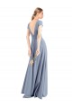 Bleu fumée Fourreau Col V Crêpe Stretch Longue Robes demoiselle d'honneur / Robes de bal à Bas Prix