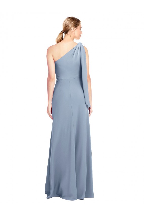 Bleu fumée Fourreau Crêpe Stretch Longue Formelles Robes demoiselle d'honneur / Robes de soirée / Robes de bal à Bas Prix