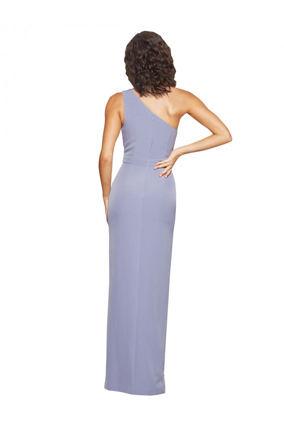 Bleu fumée Fourreau Crêpe Stretch Longue Formelles Robes demoiselle d'honneur / Robes de soirée / Robes de bal à Bas Prix