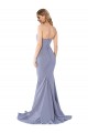 Bleu fumée Sirène Sans bretelle Crêpe Stretch Longue Formelles Robes demoiselle d'honneur / Robes de soirée / Robes de bal à Bas Prix