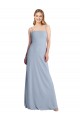 Bleu fumée Trapèze Col Carré Crêpe Stretch Longue Robes demoiselle d'honneur / Robes de bal à Bas Prix