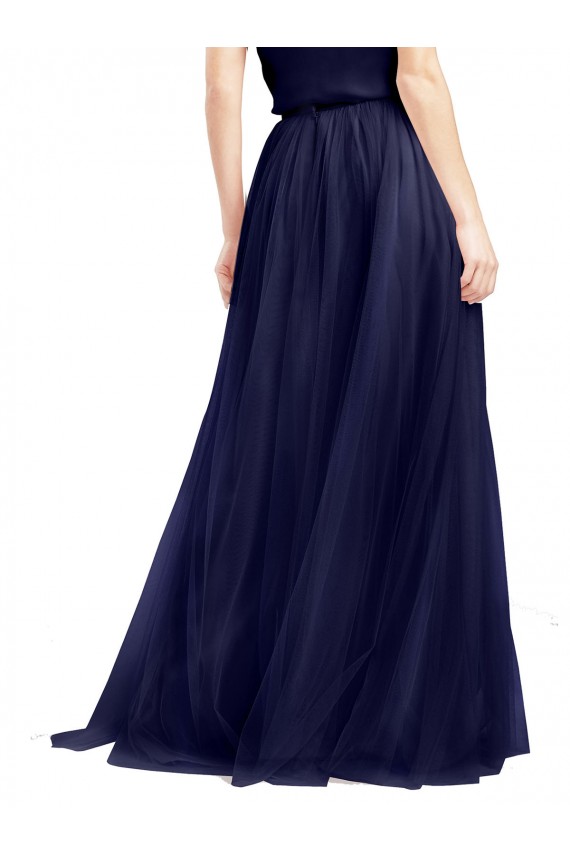 Bleu marine 21 Trapèze Licou Col Haut Tulle Longue Robes demoiselle d'honneur à Bas Prix