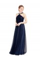 Bleu marine 21 Trapèze Licou Tulle Longue Robes demoiselle d'honneur à Bas Prix