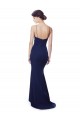 Bleu marine Sirène Bretelles spaghetti Col V Crêpe Stretch Longue Formelles Robes demoiselle d'honneur / Robes de soirée / Robes de bal à Bas Prix