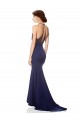 Bleu marine Sirène Licou Col Haut Crêpe Stretch Longue Formelles Robes demoiselle d'honneur / Robes de soirée / Robes de bal à Bas Prix