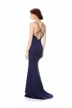 Bleu marine Sirène Licou Col Haut Crêpe Stretch Longue Formelles Robes demoiselle d'honneur / Robes de soirée / Robes de bal à Bas Prix