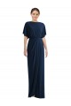 Bleu marine foncé Fourreau Bateau Spandex Longue Robes demoiselle d'honneur / Robes de bal à Bas Prix