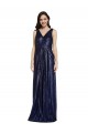 Bleu marine foncé Fourreau Col V Paillette Longue Formelles Robes demoiselle d'honneur / Robes de soirée / Robes de bal à Bas Prix