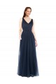 Bleu marine foncé Fourreau Col V Tulle Longue Robes demoiselle d'honneur à Bas Prix