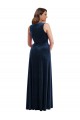 Bleu marine foncé Fourreau Col V Velours Stretch Longue Formelles Robes demoiselle d'honneur / Robes de soirée / Robes de bal à Bas Prix