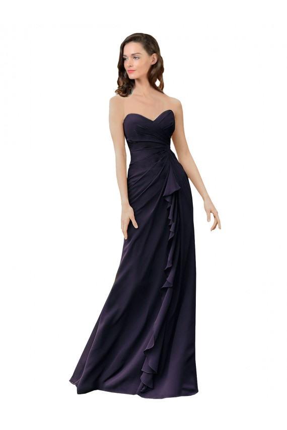Bleu marine foncé Fourreau Mousseline Longue Robes demoiselle d'honneur à Bas Prix
