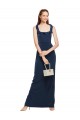 Bleu marine foncé Fourreau Scoop Crêpe Stretch Longue Formelles Robes demoiselle d'honneur / Robes de soirée / Robes de bal à Bas Prix
