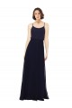 Bleu marine foncé Fourreau Scoop Mousseline Longue Robes demoiselle d'honneur à Bas Prix