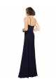 Bleu marine foncé Fourreau Scoop Mousseline Longue Robes demoiselle d'honneur à Bas Prix