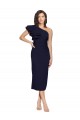 Bleu marine foncé Fourreau midi Crêpe Stretch Courte Robes demoiselle d'honneur / Robes de soirée / Robes de cocktail à Bas Prix