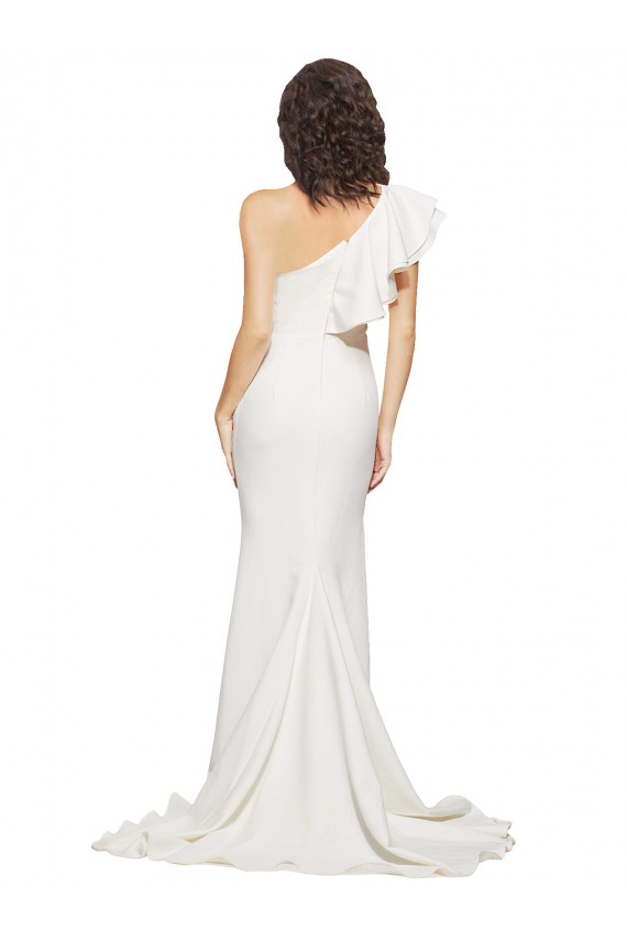 Ivoire Fourreau Balayage train Crêpe Stretch Longue Robes demoiselle d'honneur / Robes de bal à Bas Prix