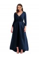 Bleu marine foncé Princesse Col V Spandex Longue Asymétrique Formelles Robes demoiselle d'honneur / Robes de soirée / Robes de bal à Bas Prix