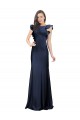 Bleu marine foncé Sirène Bateau Crêpe Stretch Longue Robes demoiselle d'honneur / Robes de bal à Bas Prix