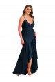 Bleu marine foncé Sirène Bretelles spaghetti Satiné Soyeux Longue Asymétrique Formelles Robes demoiselle d'honneur / Robes de soirée / Robes de bal à Bas Prix