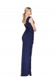 Bleu marine foncé Sirène Col V Mousseline Longue Formelles Robes demoiselle d'honneur / Robes de soirée / Robes de bal à Bas Prix