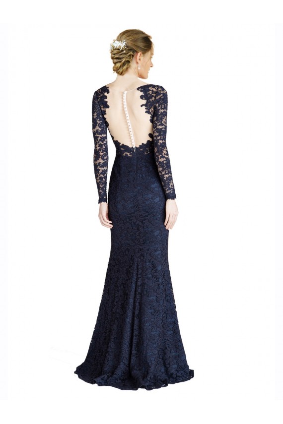 Bleu marine foncé Sirène Dentelle Longue Robes demoiselle d'honneur / Robes de bal à Bas Prix