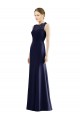 Bleu marine foncé Sirène Illusion Mousseline Dentelle Longue Robes demoiselle d'honneur à Bas Prix