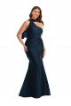 Bleu marine foncé Sirène Licou Satiné Soyeux Longue Formelles Robes demoiselle d'honneur / Robes de soirée / Robes de bal à Bas Prix