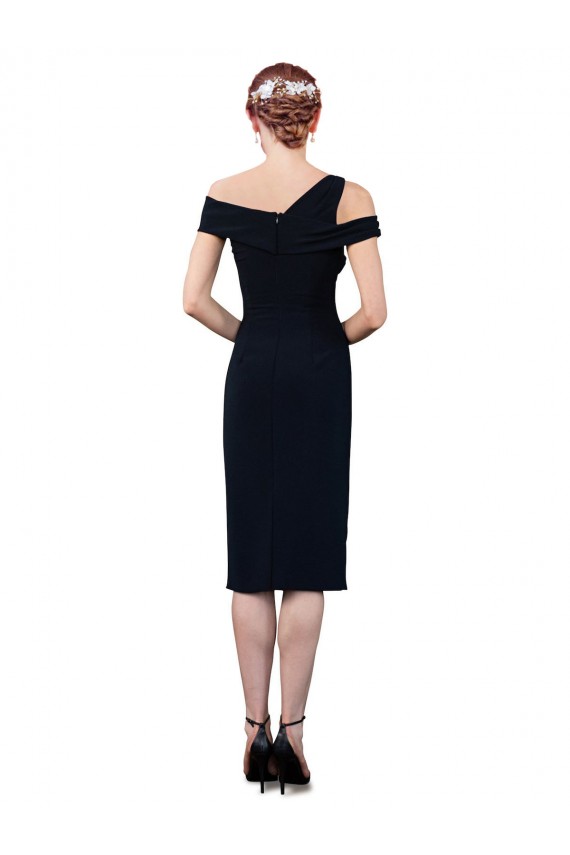 Bleu marine foncé Sirène Épaule Dénudée Crêpe Stretch Courte Robes demoiselle d'honneur / Robes de soirée / Robes de cocktail à Bas Prix
