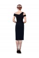 Bleu marine foncé Sirène Épaule Dénudée Crêpe Stretch Courte Robes demoiselle d'honneur / Robes de soirée / Robes de cocktail à Bas Prix