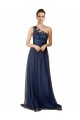 Bleu marine foncé Trapèze Balayage train Tulle Longue Robes demoiselle d'honneur à Bas Prix