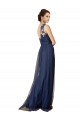Bleu marine foncé Trapèze Balayage train Tulle Longue Robes demoiselle d'honneur à Bas Prix
