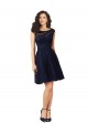 Bleu marine foncé Trapèze Bateau Tulle Dentelle Courte Robes demoiselle d'honneur / Robes de cocktail à Bas Prix