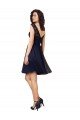 Bleu marine foncé Trapèze Bateau Tulle Dentelle Courte Robes demoiselle d'honneur / Robes de cocktail à Bas Prix