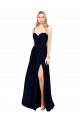 Bleu marine foncé Trapèze Bretelles spaghetti Mousseline Longue Formelles Robes demoiselle d'honneur / Robes de soirée à Bas Prix