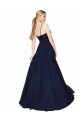 Bleu marine foncé Trapèze Bretelles spaghetti Mousseline Paillette Longue Robes demoiselle d'honneur / Robes de bal à Bas Prix