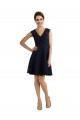 Bleu marine foncé Trapèze Col V Dentelle Courte Robes demoiselle d'honneur / Robes de cocktail à Bas Prix