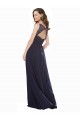 Bleu marine foncé Trapèze Col V Mousseline Dentelle Longue Robes demoiselle d'honneur à Bas Prix