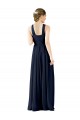 Bleu marine foncé Trapèze Col V Mousseline Longue Robes demoiselle d'honneur à Bas Prix
