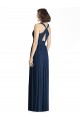 Bleu marine foncé Trapèze Col V Mousseline Longue Robes demoiselle d'honneur à Bas Prix