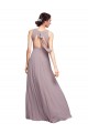Bleu marine foncé Trapèze Col V Mousseline Longue Robes demoiselle d'honneur à Bas Prix