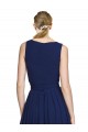 Bleu marine foncé Trapèze Col V Mousseline Longue Robes demoiselle d'honneur à Bas Prix