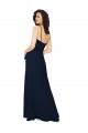 Bleu marine foncé Trapèze Col V Mousseline Longue Robes demoiselle d'honneur à Bas Prix