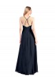 Bleu marine foncé Trapèze Col V Mousseline Longue Robes demoiselle d'honneur / Robes de bal à Bas Prix