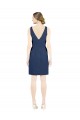 Bleu marine foncé Trapèze Col V Satiné Courte Robes demoiselle d'honneur / Robes de cocktail à Bas Prix
