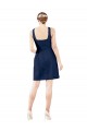 Bleu marine foncé Trapèze Col V Satiné Courte Robes demoiselle d'honneur / Robes de cocktail à Bas Prix