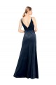 Bleu marine foncé Trapèze Col V Velours Stretch Longue Robes demoiselle d'honneur / Robes de bal à Bas Prix