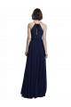 Bleu marine foncé Trapèze Licou Col Haut Mousseline Longue Robes demoiselle d'honneur à Bas Prix