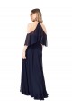 Bleu marine foncé Trapèze Licou Col Haut Mousseline Longue Robes demoiselle d'honneur à Bas Prix