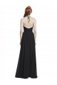 Bleu marine foncé Trapèze Licou Col V Mousseline Longue Robes demoiselle d'honneur à Bas Prix