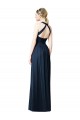 Bleu marine foncé Trapèze Licou Col V Mousseline Longue Robes demoiselle d'honneur à Bas Prix